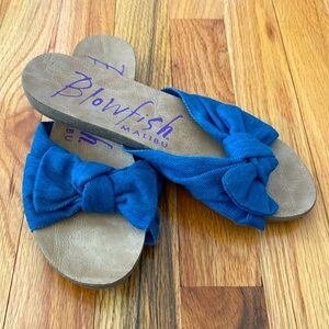 Blowfish Blue Bow Slide Sandals Size US 6.5